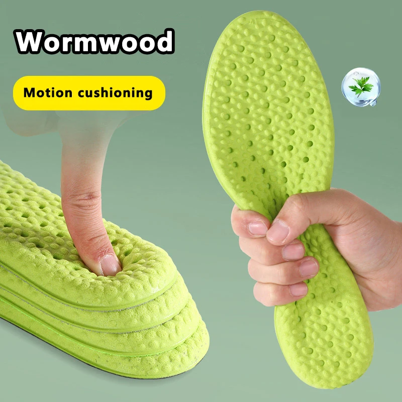 Shock Absorption Comfortable Breathable Wormwood Deodorant Insole Arch Support Latex Soft Sweat Absorbing Running Feet Care