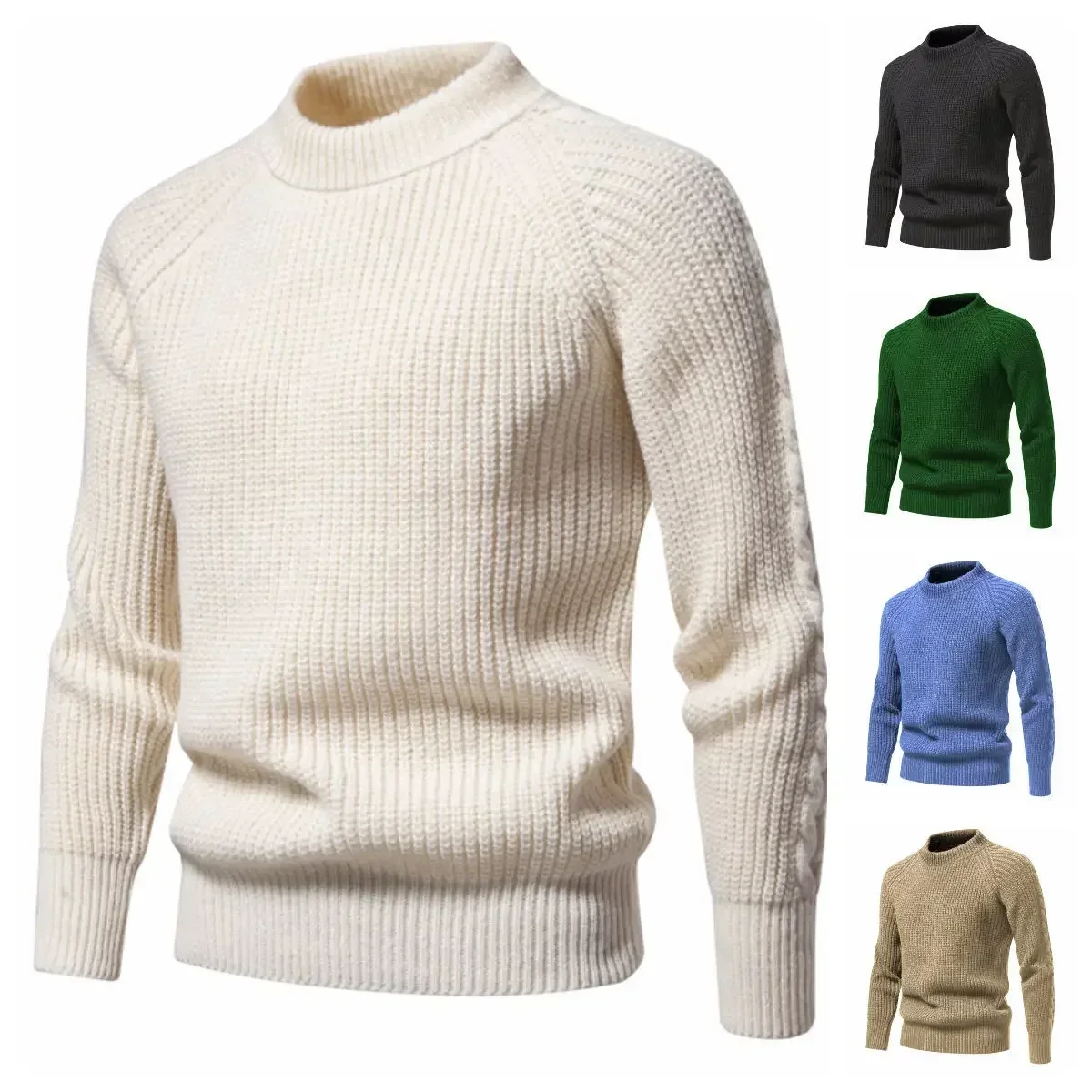European and American Retro Men's Thickened Sweater. Winter Leisure All-match Pullover Warm Knitted Woolen Sweater.
