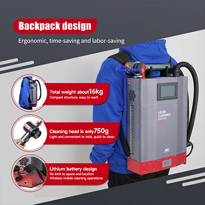 100W Backpack Design cleaning machine Portable Pulsed Cleaner  for Metal Rust Lightweight