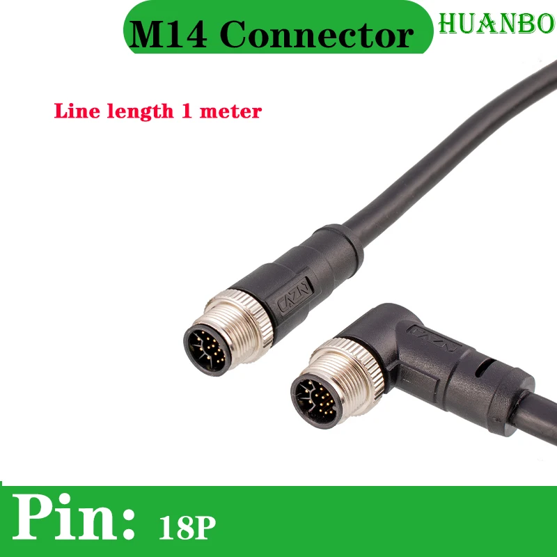 M14 molded plug pin hole waterproof connector straight bend aviation plug 5A current data signal