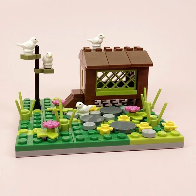 moc-blocos-de-construcao-acessorios-galinheiro-canil-pigpen-gato-escalada-quadro-passaro-animal-diy-cidade-tijolos-jardim-plantas-tijolo