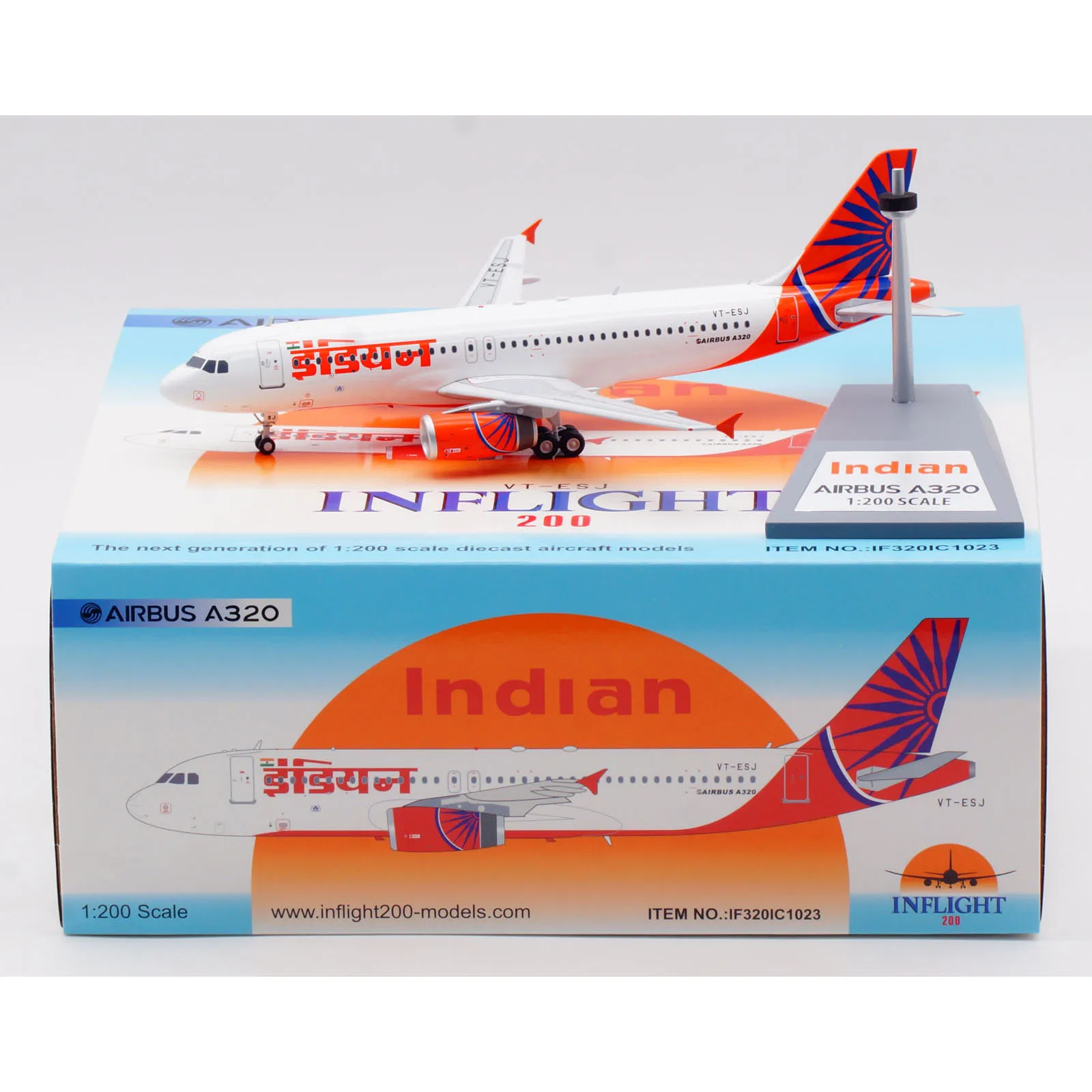 IF320IC1023 Alloy Collectible Plane Gift INFLIGHT 1:200 Indian Airlines Airbus A320 Diecast Aircraft JET Model VT-ESF With Stand