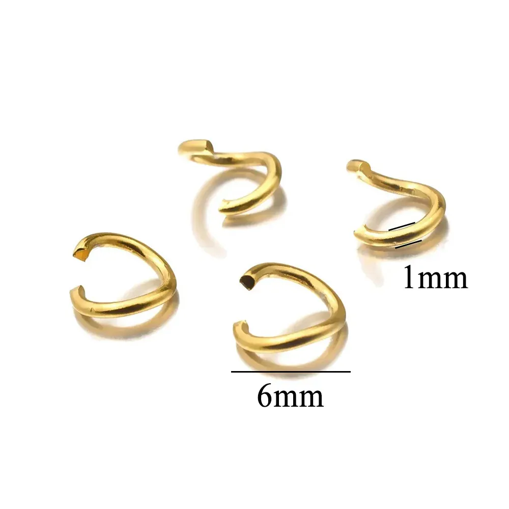 100 Stück Edelstahl-Spaltringe, Biegeringe, 18 Karat vergoldet, PVD-Halskette, Armband, Verbinder, Schmuckherstellung, Zubehör, Großhandel