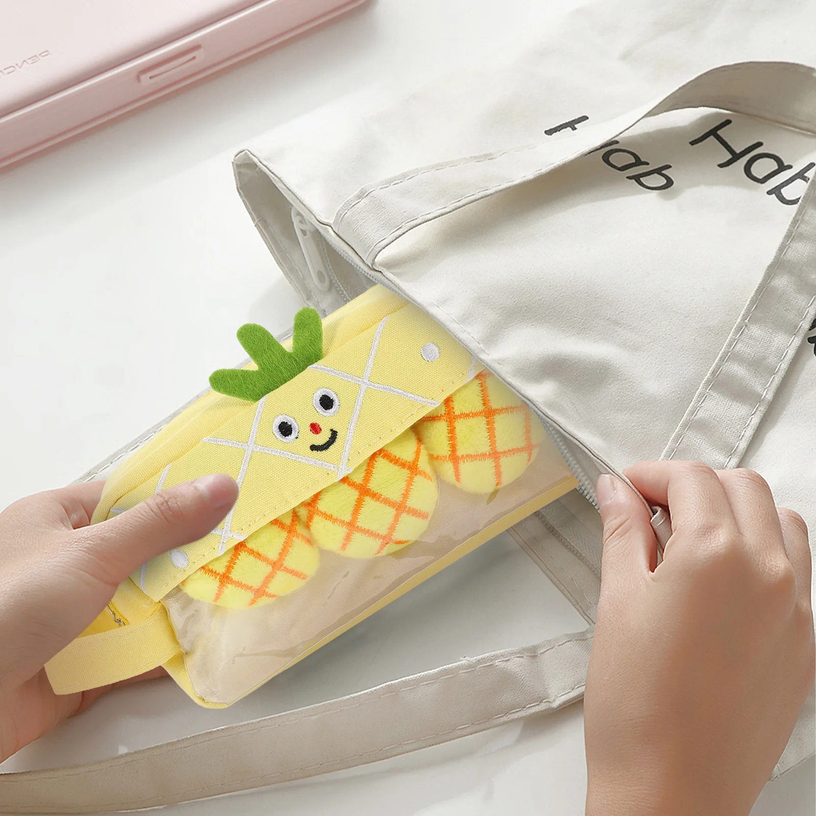 

Fruit Pencil Bag Stationery Box Large Capacity Canvas Bags Cute Cartoon Shape Kids Gift Zipper Design Premium