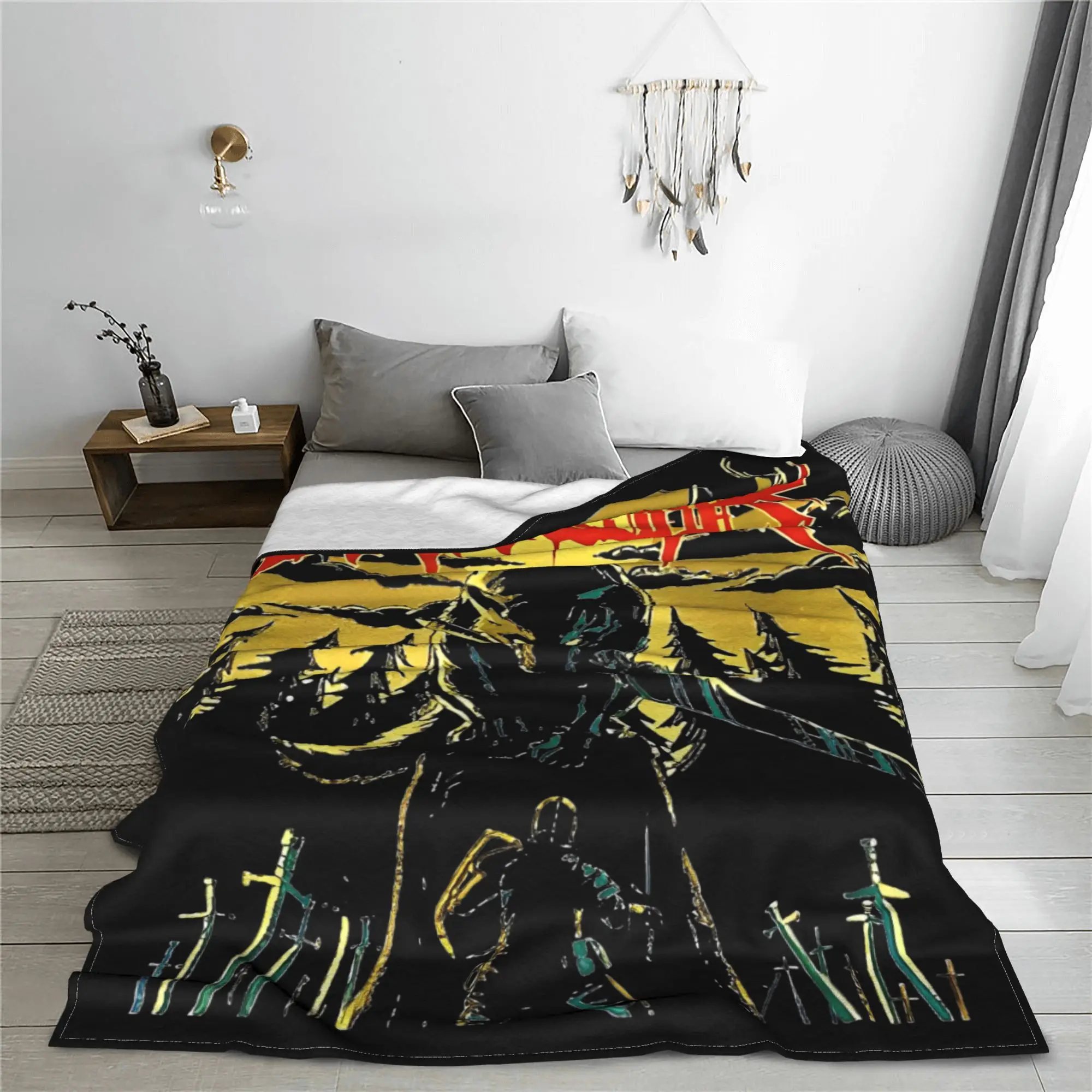 Dark Souls Metal Band Blanket Game Fleece Vintage Soft Throw Blankets for Home Spring Autumn