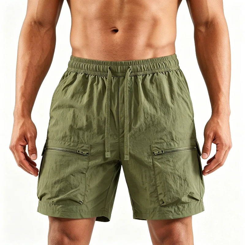 Summer Men's Casual Outdoor Beach Four-Quartered Shorts Loose Fit Straight Leg Workwear Pants Quick Dry Multi-Pocket Design