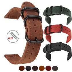 Crazy Horse Leather strap for Samsung Galaxy Watch 7/6/5/4/FE 18mm 20mm 22mm band Vintage Bracelet for Huawei watch GT 5-4-3-pro