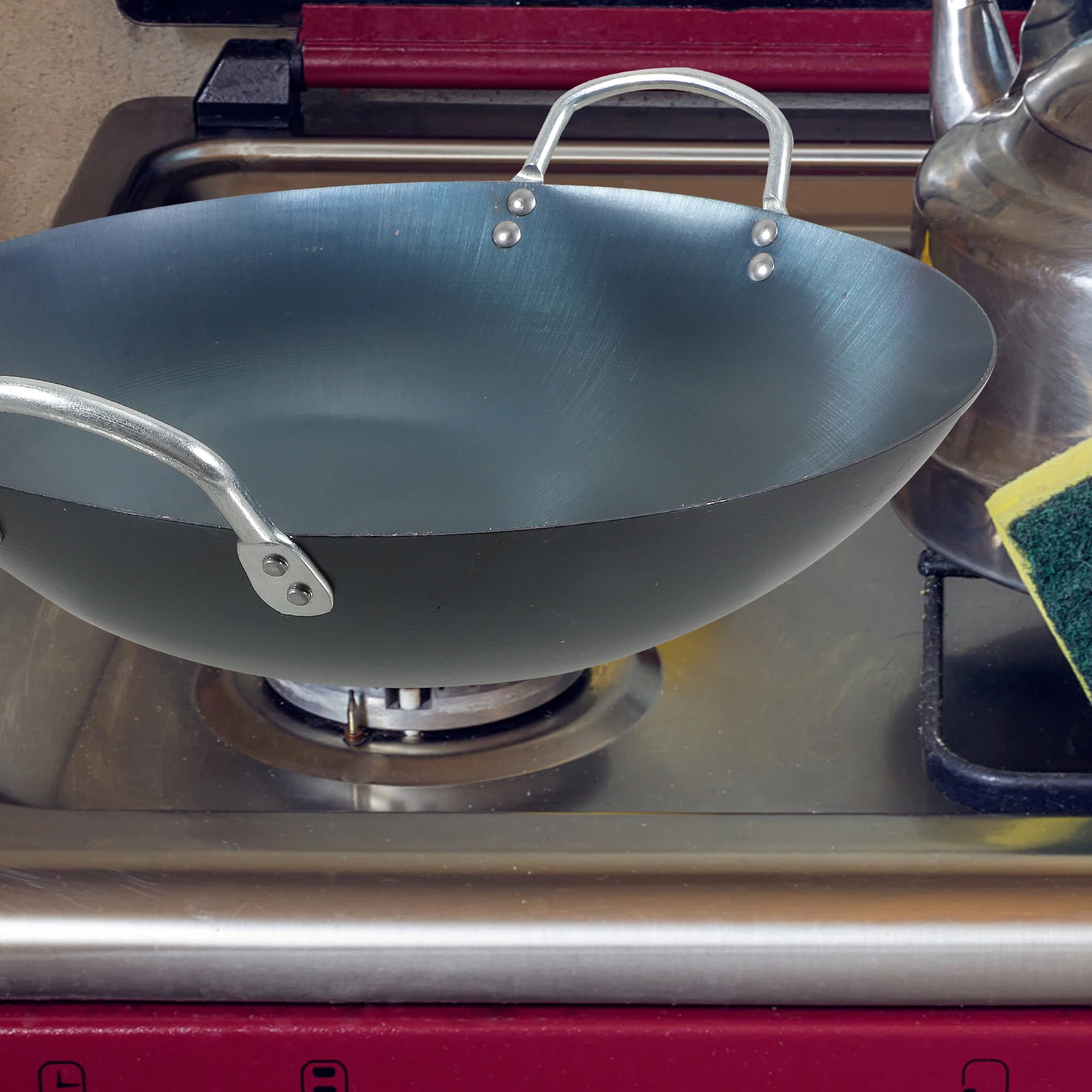 

Heavy Duty Kitchen Supply Pan Large Frying Griddle Lid Wooden H Flat Cooking Stove Kitchen Cookware Everyday Use