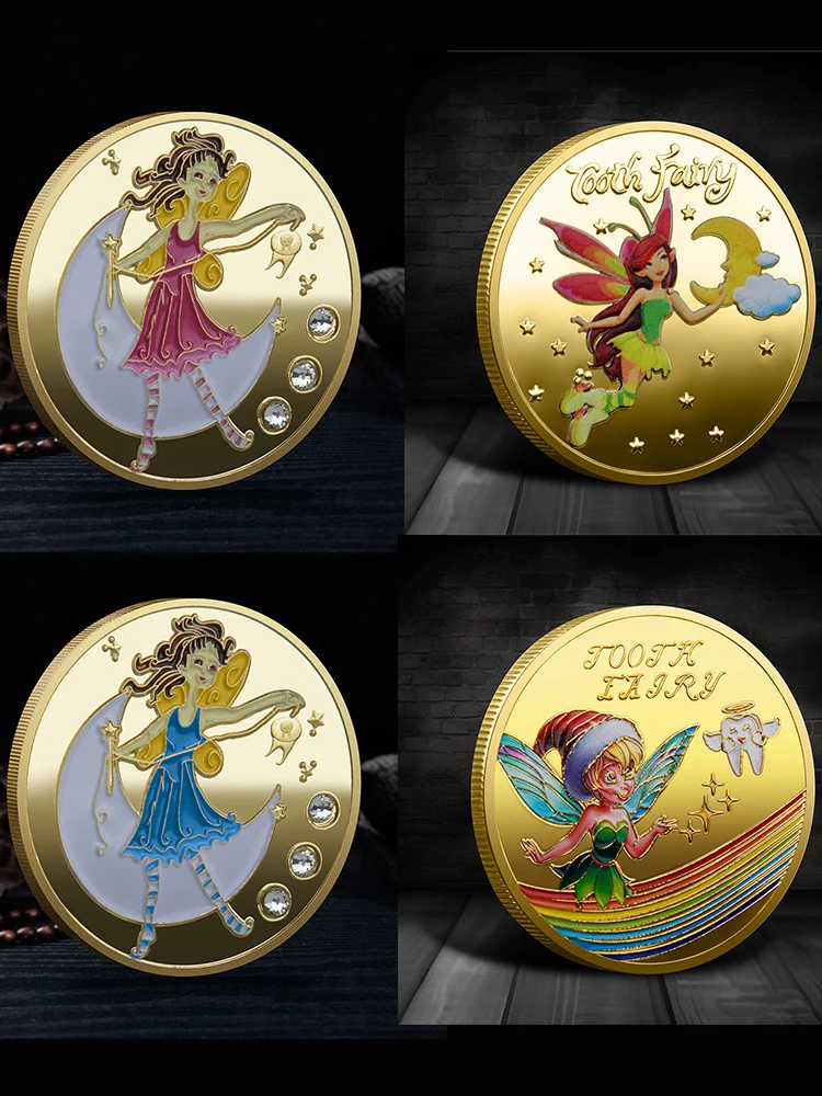Collection de pièces commémoratives de fée des dents, Souvenir, dessin animé, cadeau d'anniversaire
