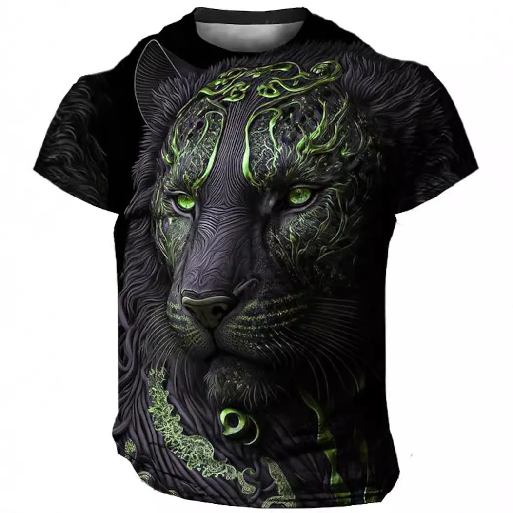 

streetwer mens clothing casual graphic t shirts 3D digital printing lion head pattern short sleeved new in tops t shirt for boys