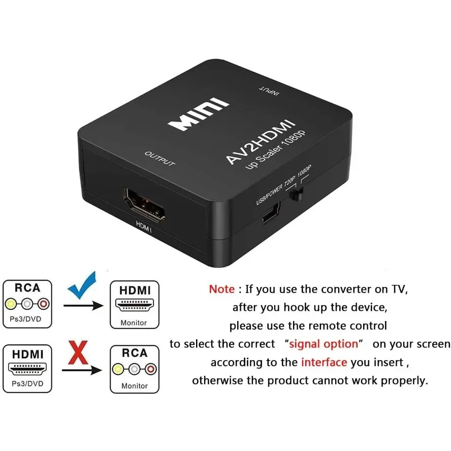 AV RCA zu HDMI Konverter 1080P AV/CVSB zu HDMI-kompatibler HDTV-Schalter Audio-Video-Adapter mit USB-Kabel – Detail 5