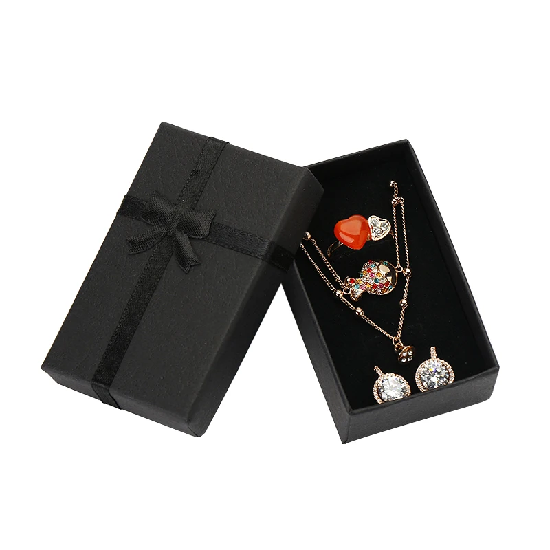 

32pcs Portable Black Jewelry Box Wedding Gift CaseNecklace Pendant Ring Earrings Packaging Organizer Display Boxes With Sponge