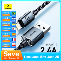 Baseus USB Cable For iPhone 14 13 12 Pro Max X XR XS 8 7 6s 6 iPad Fast Data Charging Charger USB Wire Cord Mobile Phone Cables
