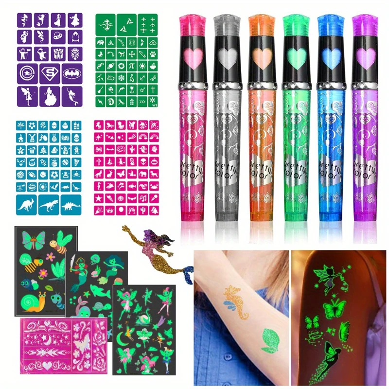 

Набор временных маркеров для татуировок, 6 шт., моющийся набор трафаретов «сделай сам», ручка для боди-арта, канцелярские принадлежности с наклейками для фестивалей, вечеринок