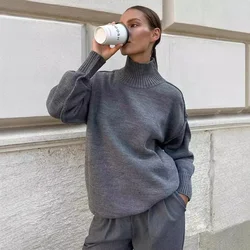 Patchwork Turtleneck Long Sleeve Sweater Women's New Autumn and Winter Casual Loose Lazy Thickening Sweater Knit Pullover Y2k