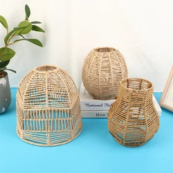 Mão Weave Rattan Pendurado Lâmpada Sombra, Tampa Leve, Pingente de Teto, luminária para Casa, Restaurante, Café, Hotel, 1Pc