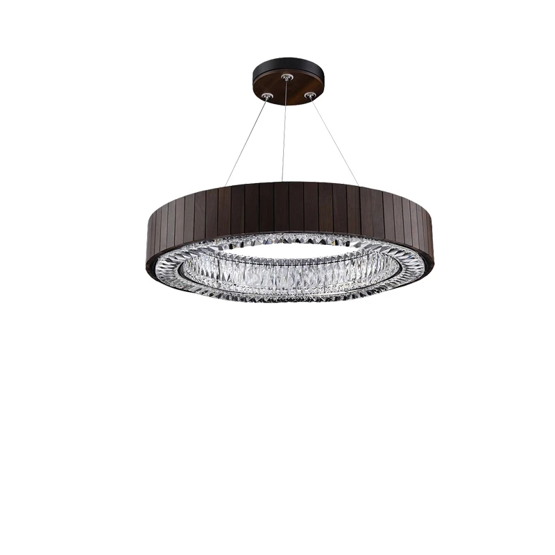 

Post-modern Luxury Wood Grain Crystal Chandeliers Creative Decoration Living Room Dining Room Hanglamp Lamparas De Techo