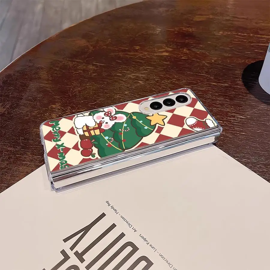 عيد الميلاد الكرتون الأرنب شفافة لينة غطاء الهاتف حقيبة لهاتف سامسونج غالاكسي ZFold5 ZFold7 ZFold4 ZFold3 ZFold6 Z أضعاف 7 6 5 4 #3