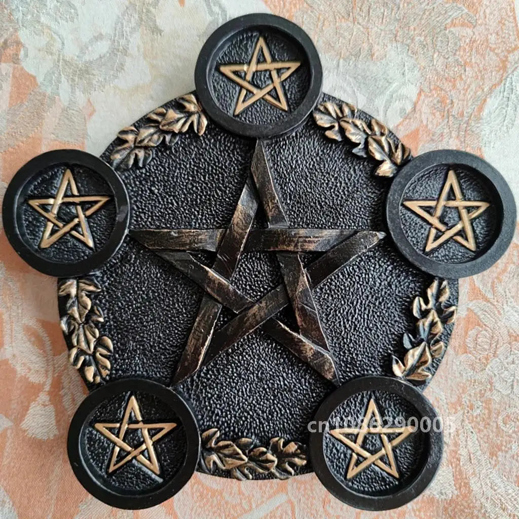 Pentagram Candle Holder, Altar Plate for Candles Ceremony Decoration Cup Candle Holder Tea Candle Holder for Tarot