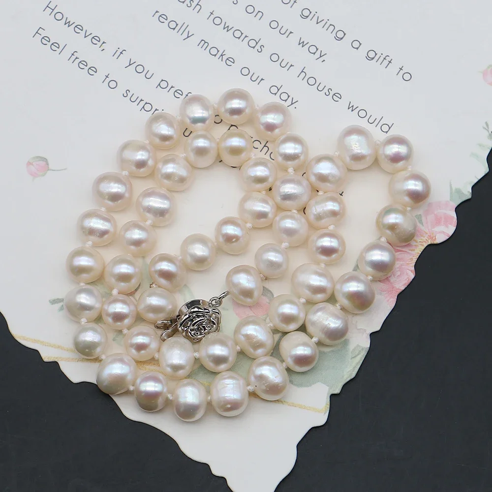 Women's Pearl Necklace 8-9mm Natural Freshwater Baroque Pearl Strand Necklace Jewelry for Everyday Outfit Pairing Jewelry Gifts
