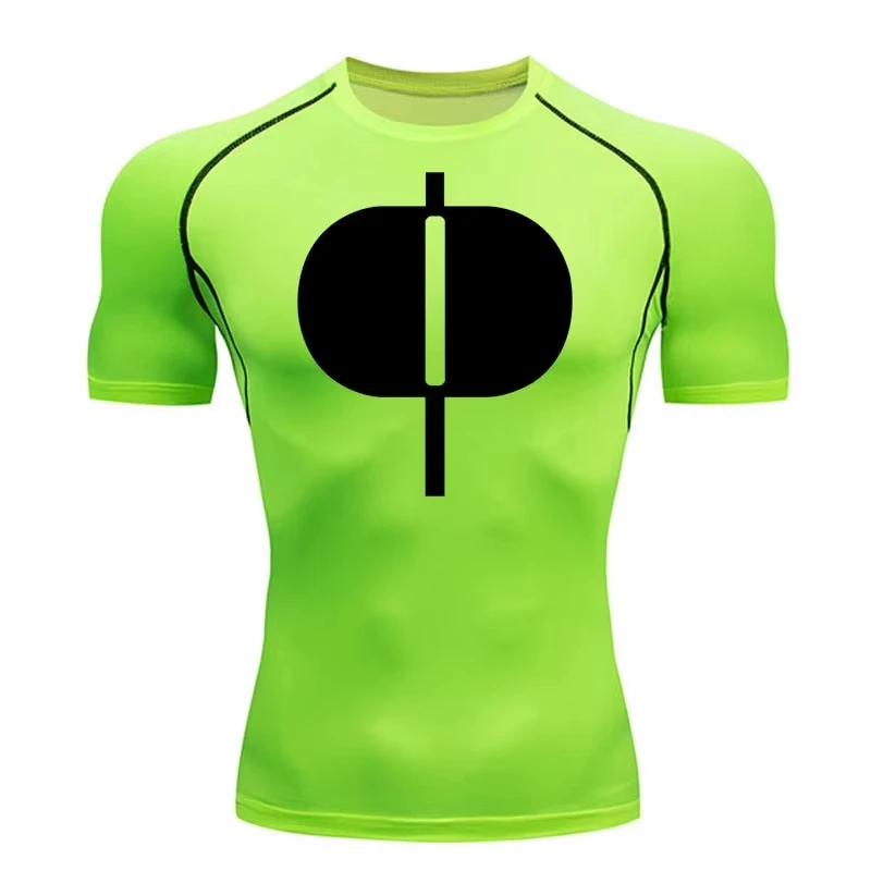 Graphic Short Sleeve Compression Shirts for Men Gym Workout Running Tshirts Sporty Quick Dry Tees Tops Baselayers RL0544