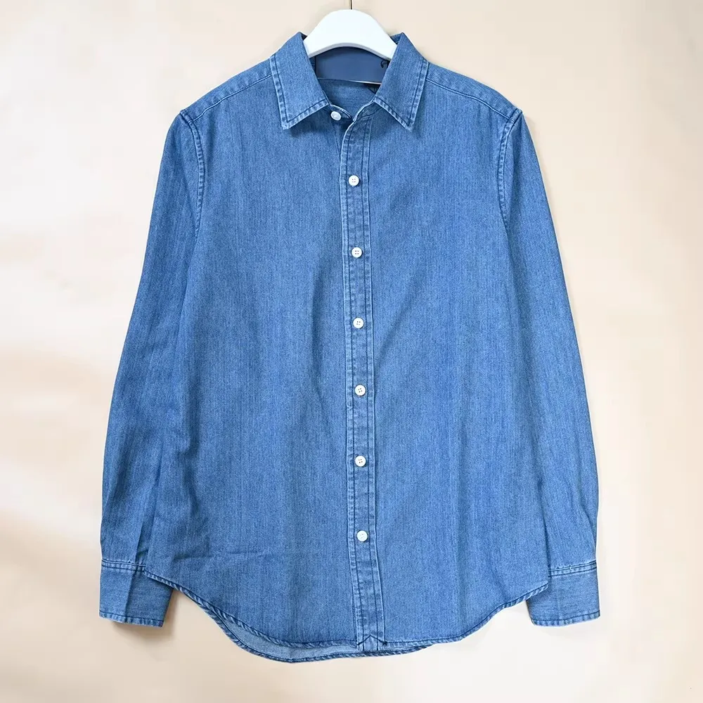 

Ladies Casual Cotton Denim Blue Embroidered Long Sleeve Shirt Turn-down Collar Versatile Comfortable Spring Fashion Ladies' S...