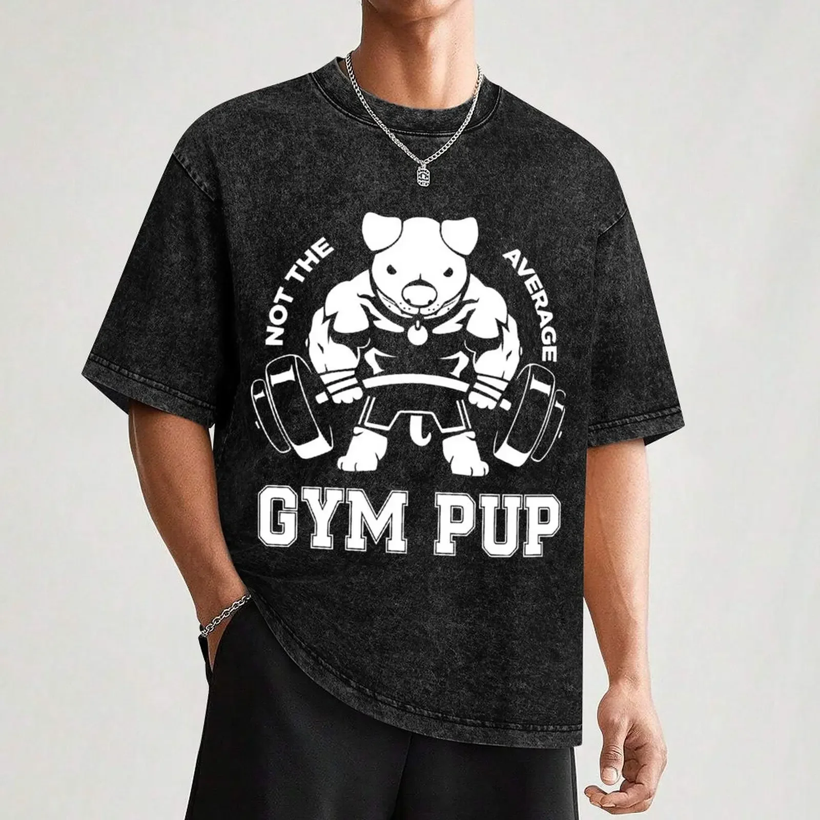 평균적인 GYM PUP 티셔츠가 아니다 오버사이즈 애니메이션 의류 남성 의류 디자이너 셔츠 남성 그래픽 티셔츠 팩