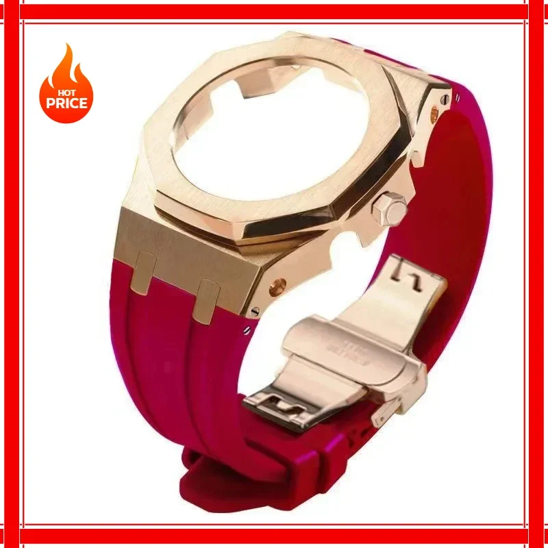 GEN4 Casioak GA2100 طقم عصري ل G-SHOCK GA2100/GA2110 GAB2100 حاوية من الفولاذ المقاوم للصدأ الحافة شريط مطاطي استبدال طقم تجديد وزارة الدفاع