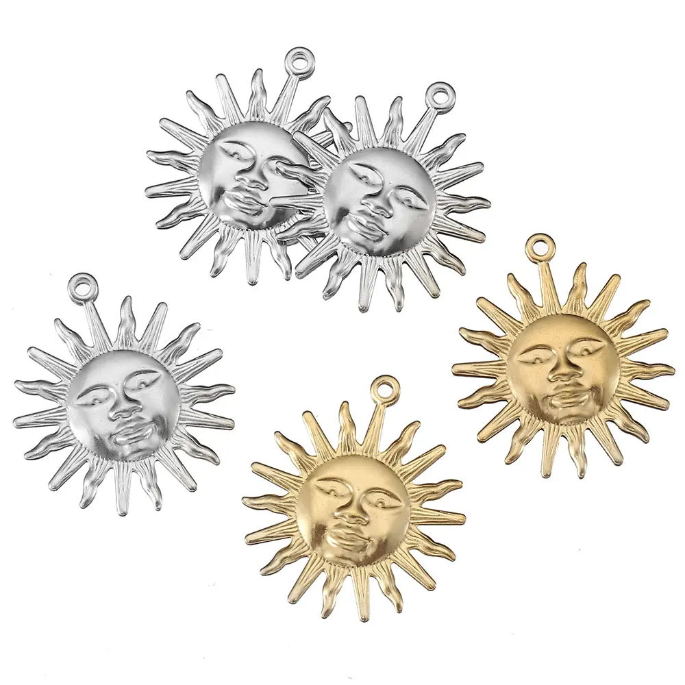 5pcs Stainless Steel Sun Pendant for DIY Necklace Bracelet Earrings Pendant Gift Jewelry Making Accessories Wholesale - view 3