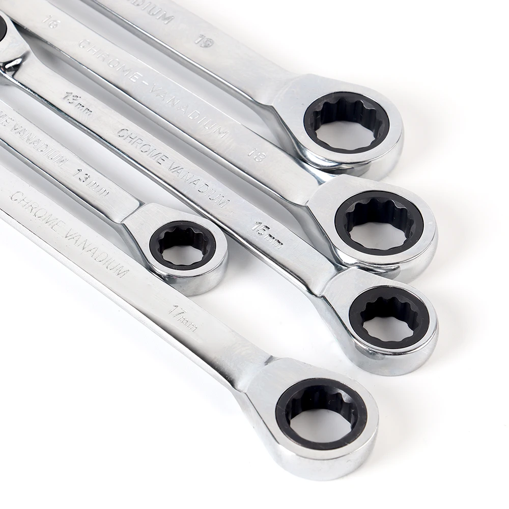 19X22มม.แหวน Spanner ชุดคีย์ Ratcheting เครื่องมือ Cincin GIR ด้ามจับ Chrome Vanadium Steel