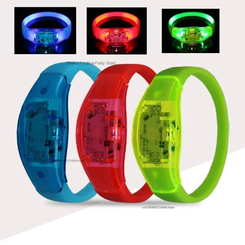 1pc LED Bracelet Voice Control Bangle Sound Activated Flashing Glow Wristbands for Party Rave Concert Carnival Favors