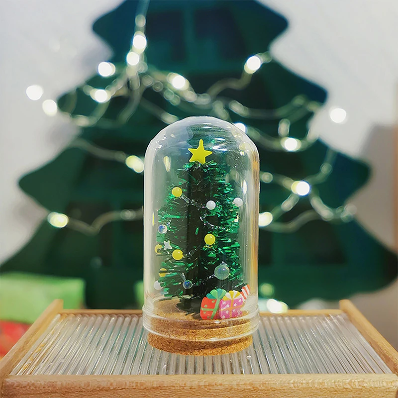 1:12 Dollhouse Miniature Glass Christmas Tree Mini Christmas Tree Gift Dolls House Christmas Scene Decor Model Toy Accessories