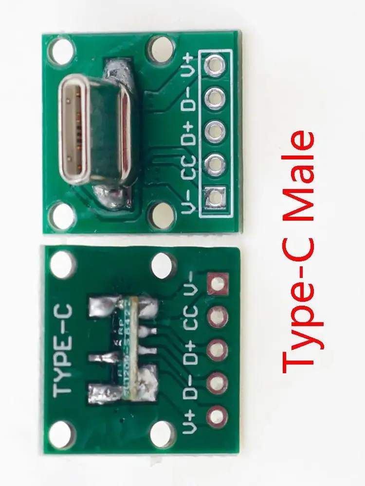 1 szt. Płyta testowa złącze męskie typu C USB 2.54mm Adapter konwerter PCB tabliczka zaciskowa portu płaskiego — zdjęcie 2