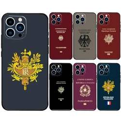 German Italian French Passport Case For iPhone 11 12 13 14 16 15 Pro Max 7 8 Plus 12 13 Mini XS MAX X XR Cover Coque