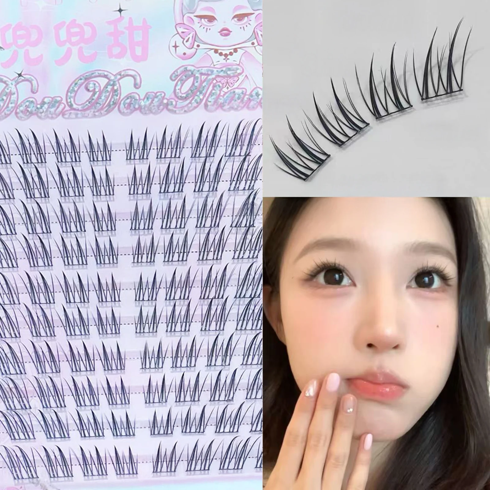 Sexy Lashes Winged Fox's eye Korean false eyelashes premades volume fans DIY Thin Band Resuable Lashes Spiky Cluster Eyelash