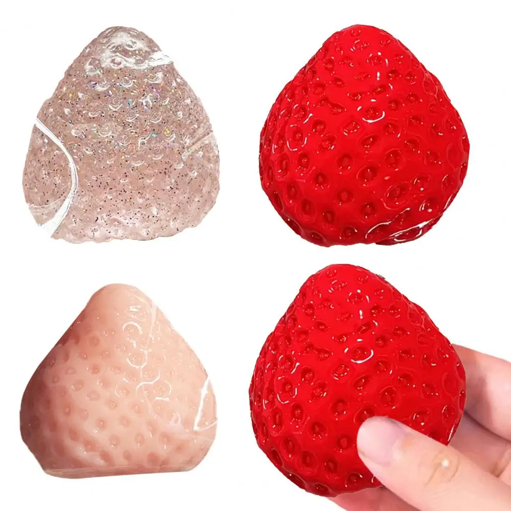 Strawberry Toy 3pcs Strawberry Squeeze Toys Set Eco-friendly Handmade Fidget Stress Relievers Realistic Portable Novelty Squishy