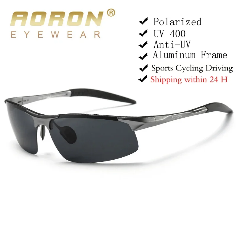 AORON, gafas de sol polarizadas para conducir, montura de aluminio y magnesio para hombre, gafas de sol deportivas, gafas Retro para conductor, gafas de sol antideslumbrantes UV400