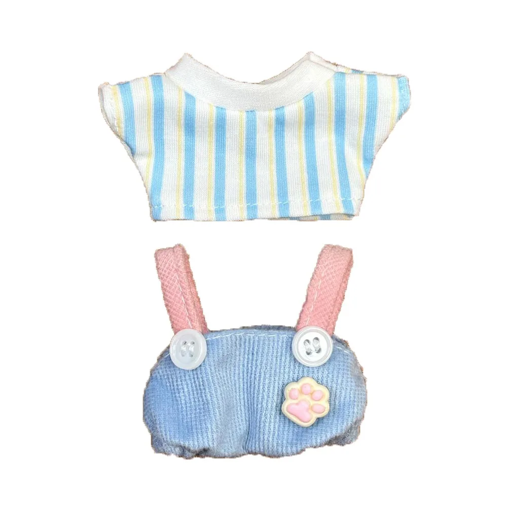 

Cat Paw Pants 10cm Cotton Clothes Suit Lovely Clothes Outfit Colorful Striped T-shirt Dress Up Set Children's Gift