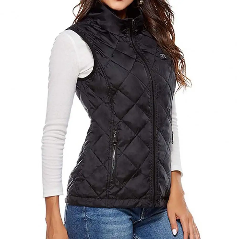 

9 Heated Zones Sleeveless Side Pockets Zipper Placket Thermal Waistcoat USB Electric Vest Female Clothing