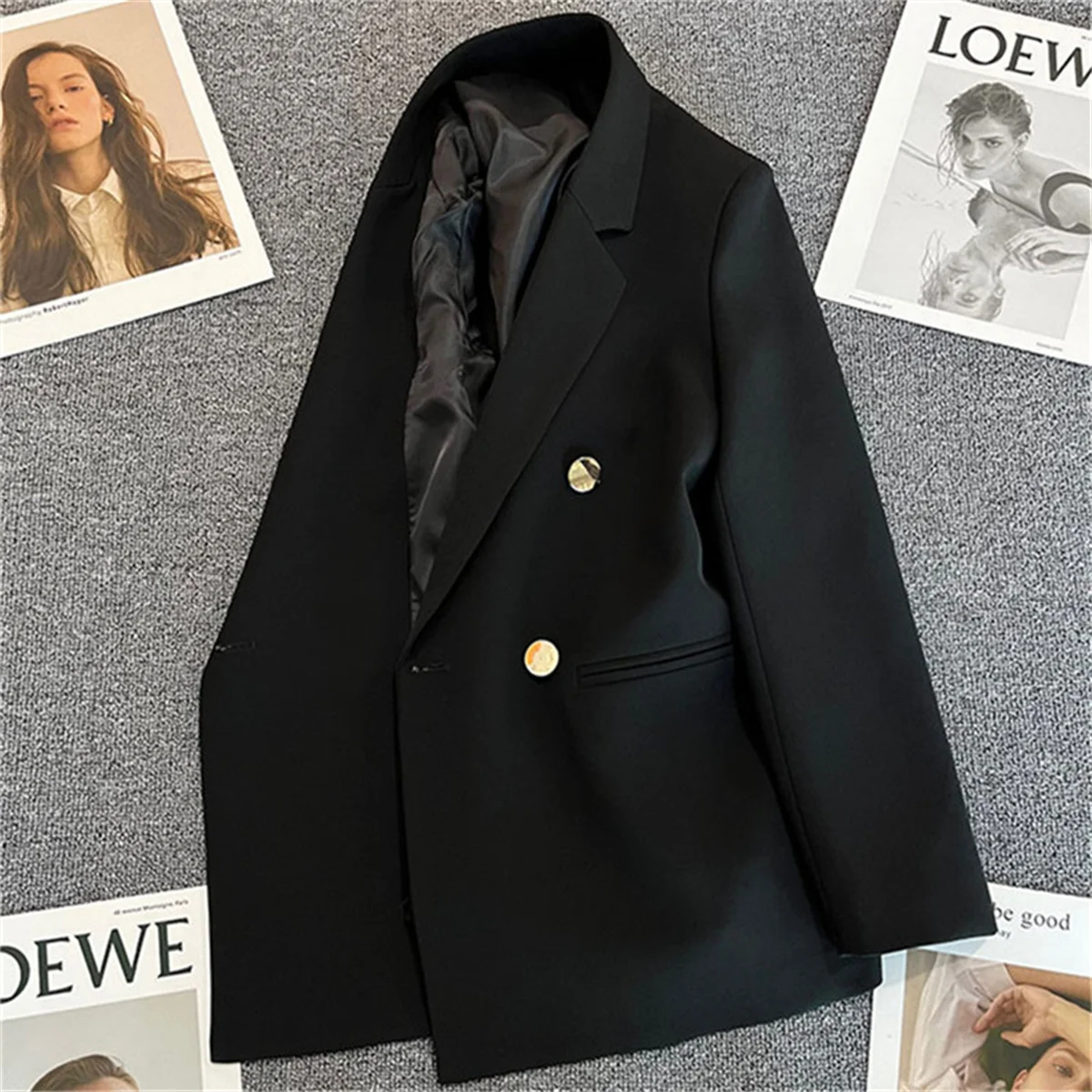 Elegant Women's Blazer Coat Fashion Stand Up Collar Long Sleeve Female Coats Spring Autumn Fashion Loose Office Lady Outwear