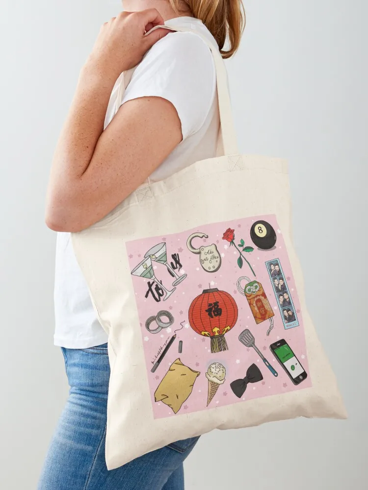 

Malec  items collage [pink] Tote Bag female bag Women's beach bags Big bag women shopping logo