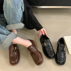 AIYUQI Women's Loafers British Style 2026 New Buckle Thick Heel Female Shoes Spring Large Size Women's Oxford Shoes