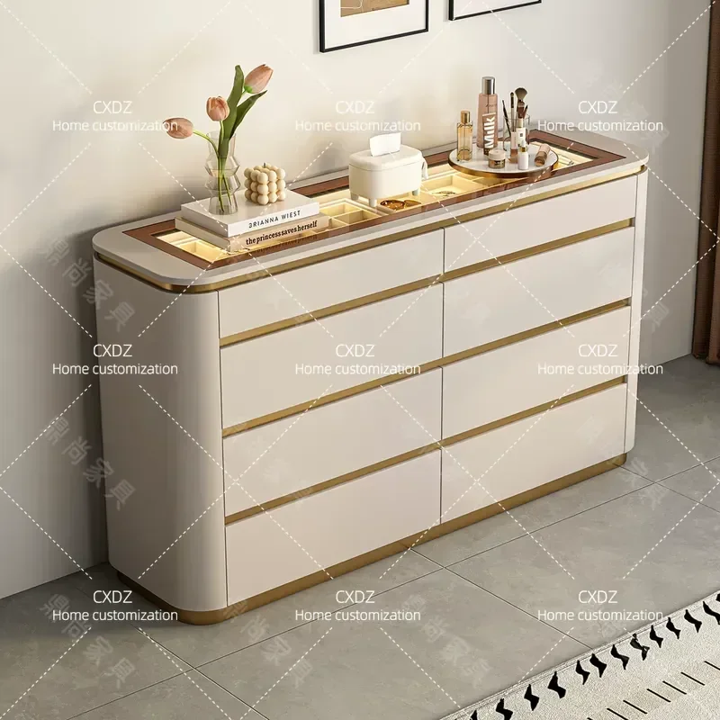 Q8 Italian Light Luxury Bedroom Bedside Bucket Cabinet Floor To Ceiling Storage Closet Jewelry Cabinet Solid Wood Locker