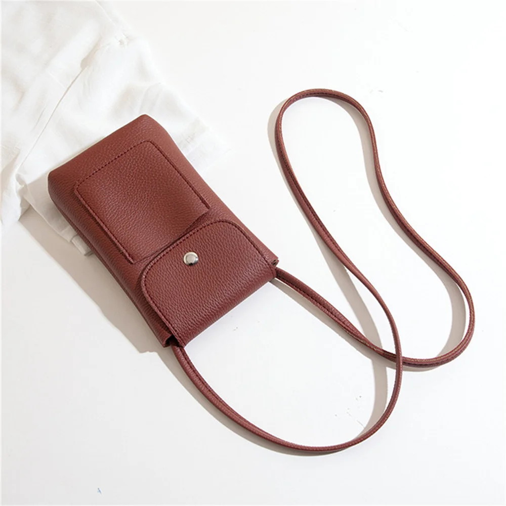 Damska miękka skórzana torby typu Crossbody z klapką modna uniwersalna torba na telefon na ramię prosta solidny portfel torebka torebka podróżna — zdjęcie 5