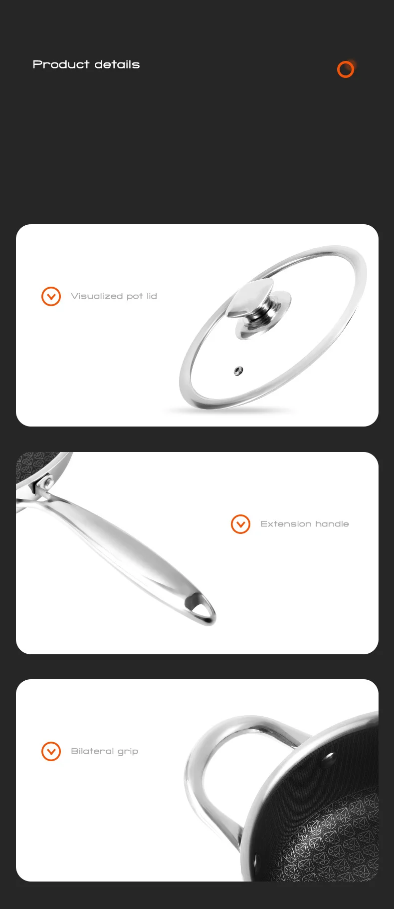 316 الفولاذ المقاوم للصدأ العسل غير عصا طقم حلل استانلس ستيل عموم المنزلية التعريفي طباخ موقد غاز العالمي عموم مقلاة مجموعة