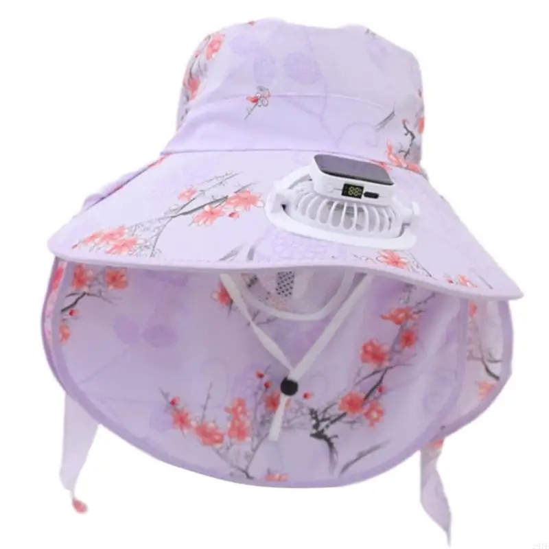 2025 NEW USB Charing Solar Power Fan Hat مع قبعة صياغة للوقاية من العنق الكبار #4
