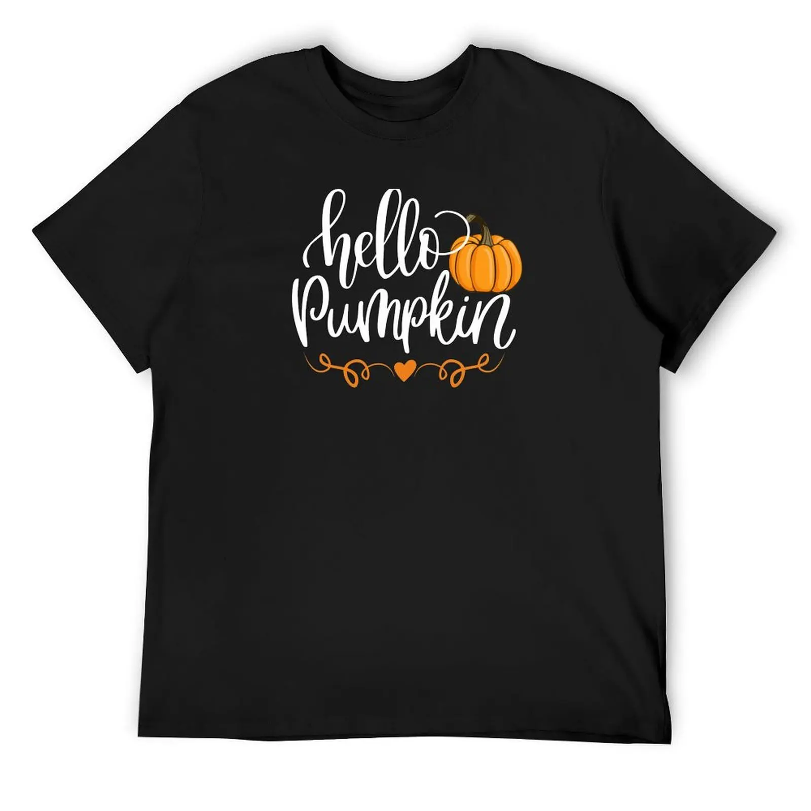 

Hello pumpkin and magical fall cute lettering graphic autumn lover T-Shirt korean fashion t shirts for men cotton