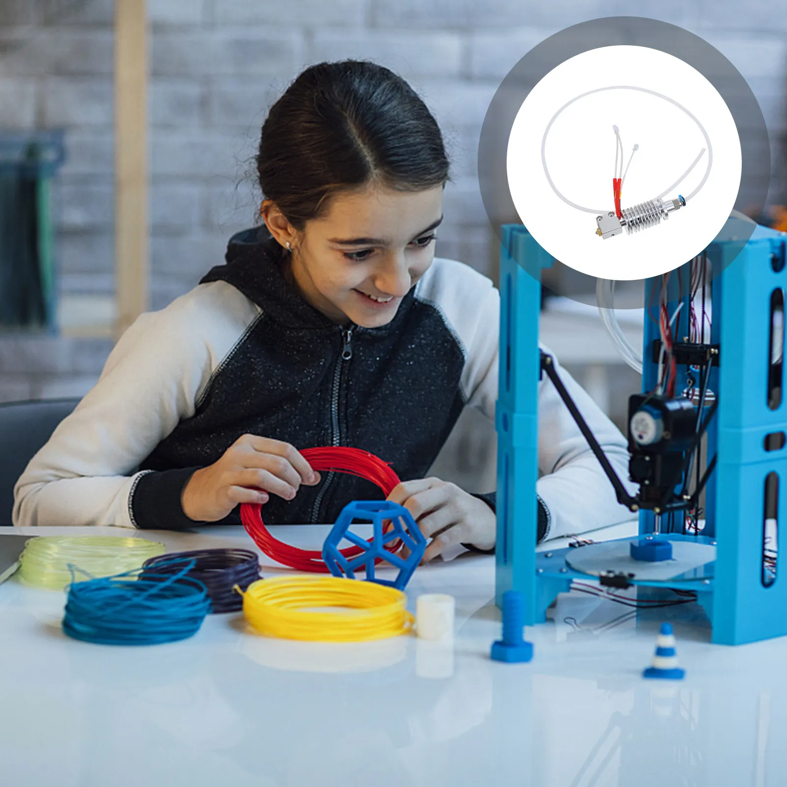 

1Set 3D Printer Extruder Kit Temperature Resistant High Precision Extrusion Head Replacement Part Compatible for Anycubic