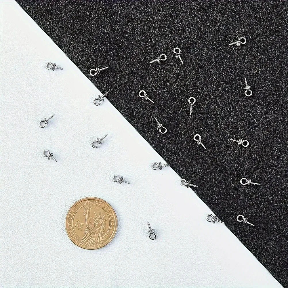 100 قطعة 10x4 مللي متر الفولاذ المقاوم للصدأ لهجة المسمار العين دبوس الكفالات أعلى حفر الخرز نهاية قبعات قلادة Charms بها بنفسك السحر موصلات مجوهرات