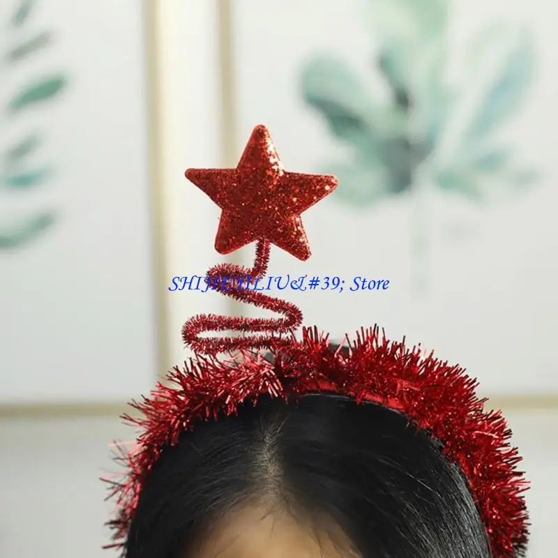 

E21F Christmas Sequins Tinsel Star Hair Hoop Washing Face Hair Holder Party Costume Headwear for Teenagers